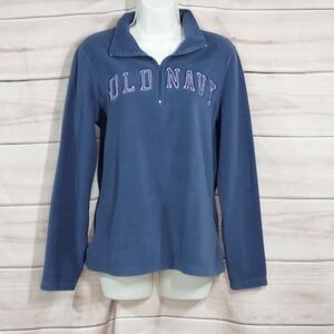 Old Navy retro vintage fleece quarter zip collar long sleeve grey blue pink M